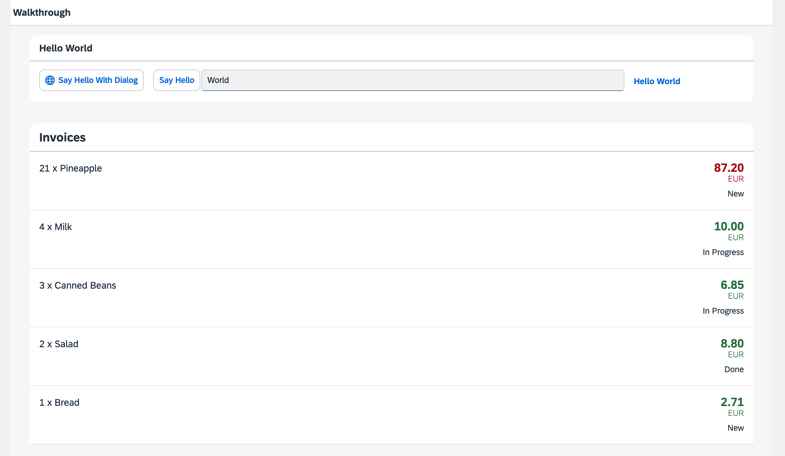 A list of invoices is displayed below the panel