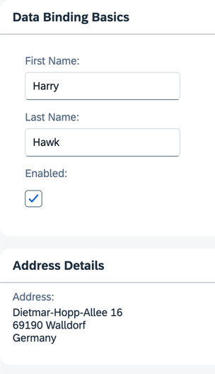 A second panel with address data is added A second panel with address data is added