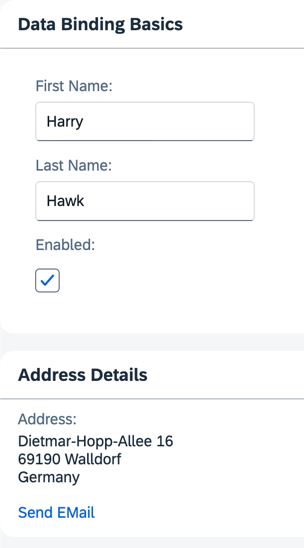 An e-mail link is added to the address panel An e-mail link is added to the address panel