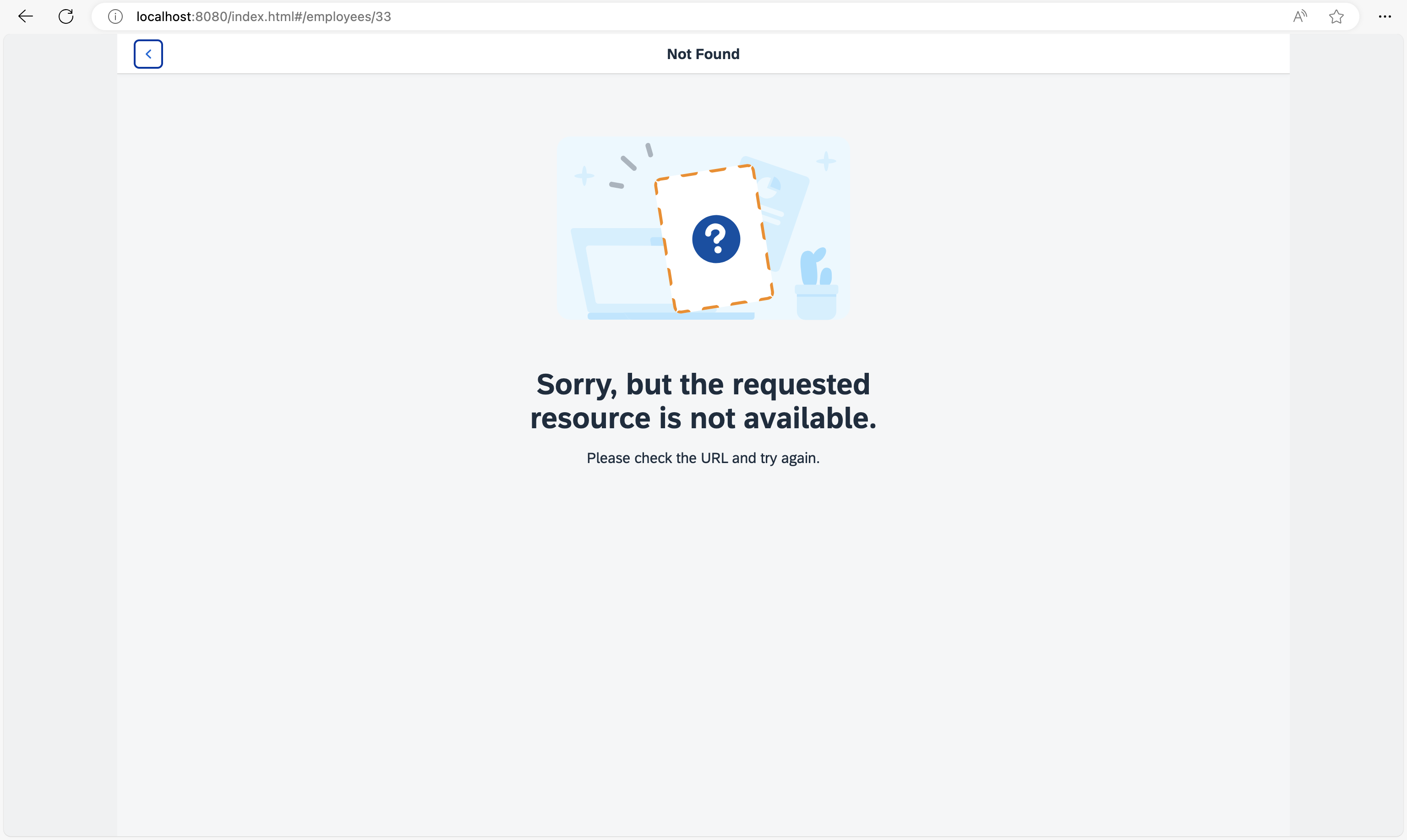 Not Found page for an invalid EmployeeID Not Found page for an invalid EmployeeID