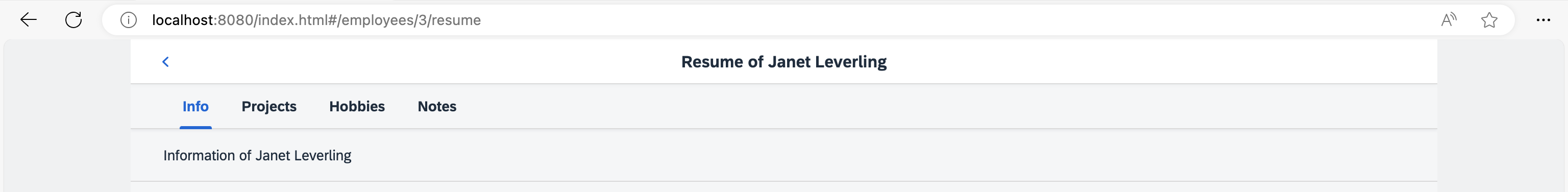 Resume page with multiple tabs Resume page with multiple tabs
